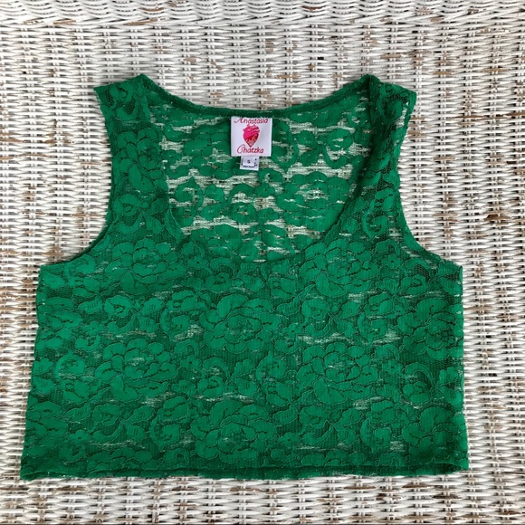 DESIGNER {Anastasia Chatzka} Semi-sheer Lace Crop Top • Size Small - Picture 3 of 6